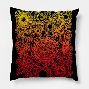 Mandala Flowers (Sunset Colors) Pillow