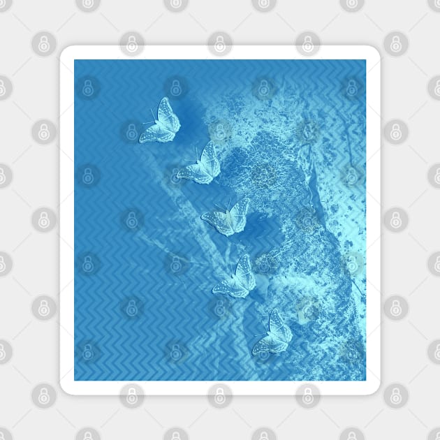 Butterflies and ghost tree in blue Magnet by hereswendy