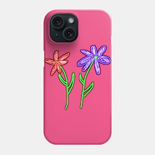 Neon Flowers--no background Phone Case