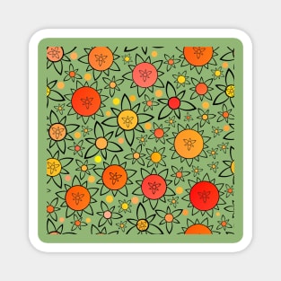 Flower Suns Warm on Soft Green Magnet