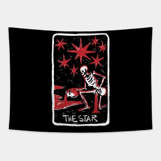 The Star Blood Red Skeleton Skull Tarot Card Tapestry