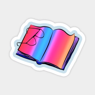 Pair of glasses on an open book Magnet