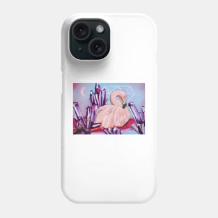 Flamingo with crystals pink and purple Phone Case