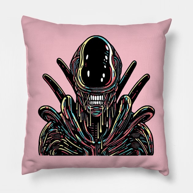 Xenomorph Potrait Pillow by nerd.collect
