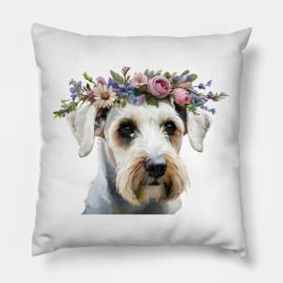 Floral Sealyham Terrier Pillow