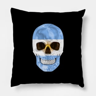 Argentina Flag Skull - Gift for Argentinian With Roots From Argentina Pillow