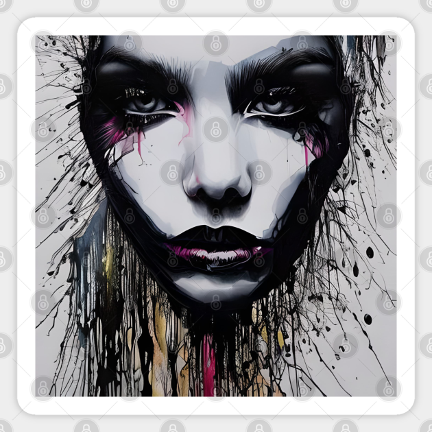 Woman paint drip effect. - Paint Drip Trending - Sticker | TeePublic