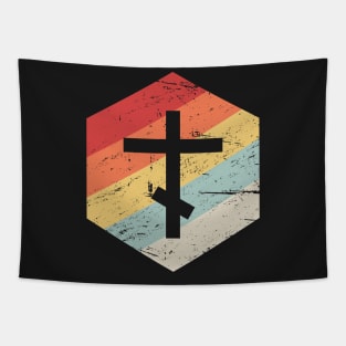 Orthodox Church Cross | Retro Christian Icon Tapestry