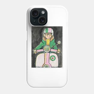 Retro Scooter, Classic Scooter, Scooterist, Scootering, Scooter Rider, Mod Art Phone Case