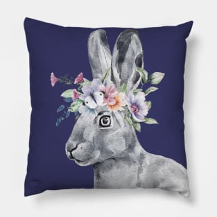 Bunny Rabbit in Flower Wreath Pillow