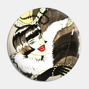 Girl Retro Beauty Art Deco Pin