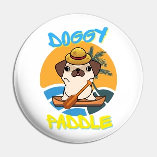 Pug doing the doggy paddle on a boat Pin