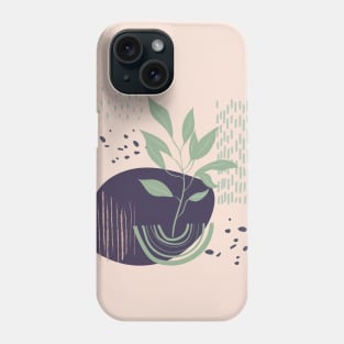 Abstract shapes lines and leaves digital design Phone Case