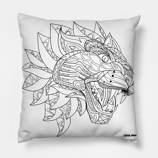 Floral coloring tiger ecopop Pillow by jorge_lebeau