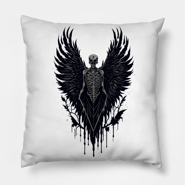 Occult Skeleton Dark Art Aesthetic Satanic Witchcraft Goth Pillow by plainlyfashion