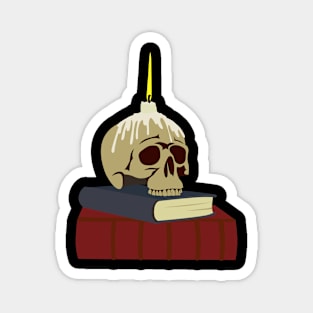 Skull on a pile of books Magnet