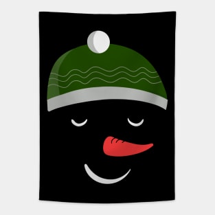 Fun Winter Snowman Face with Hat Design Tapestry