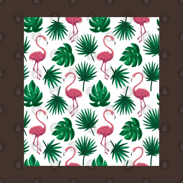 Flamingo Tropical Leaf Seamless Pattern by RubyCollection