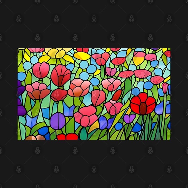 Stained Glass Colorful Flowers by Chance Two Designs