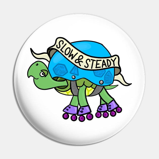 Slow & Steady Rollerskating Turtle Pin by Hotanist