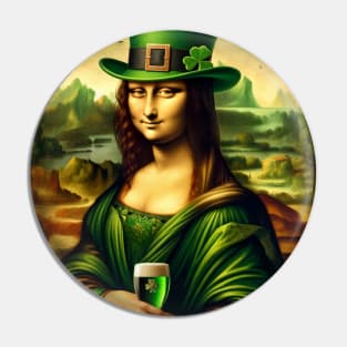 Mona Lisa's Irish Charm: St. Patrick's Day Celebration Pin