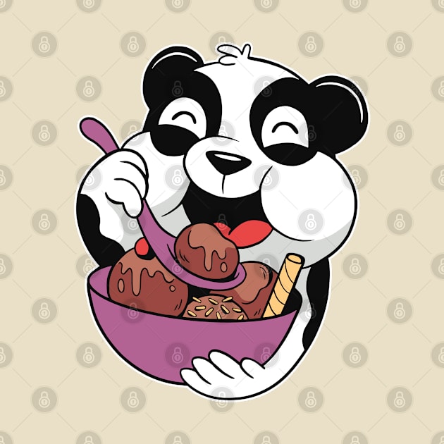 Cute Panda Eating Ice Cream by OnepixArt