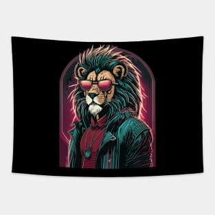 King of the Urban Savanna: Lion's Selfie Adventure Tapestry