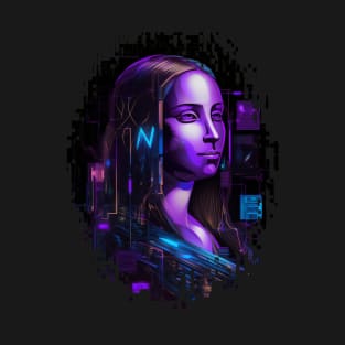 Digitally Distressed AI Generated Synthetic Renaissance Mona Lisa T-Shirt