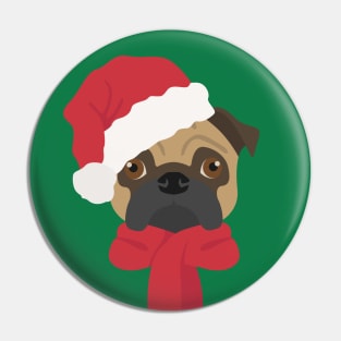 Christmas Pug Dog Face Pin