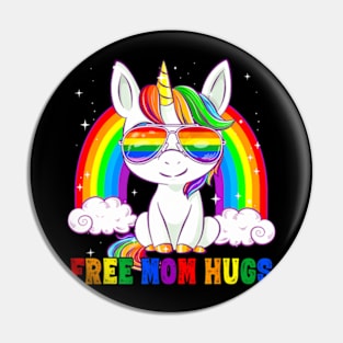 Free Mom Hugs LGBT Mom Mama Unicorn Pin