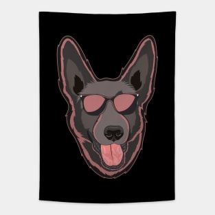 Neon Dutch Shepherd Fusion: Contemporary Canine Art Tapestry