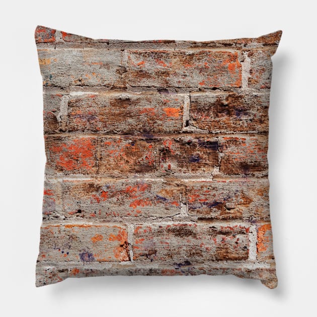 Rough Brick Orange & Purple Wall Pillow by textural