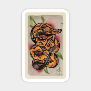 old timey snake tattoo Magnet