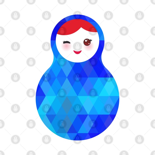 Wink Russian dolls matryoshka with bright blue rhombus by EkaterinaP