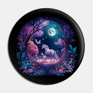 Magic of Unicorns and Blossoms For Unicorn Lovers And Flower Garden Pin