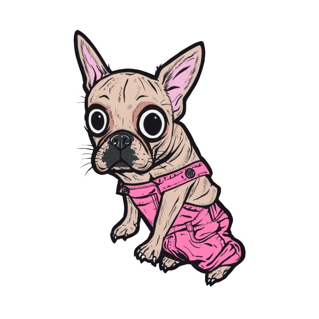 French Bulldog Pink Overalls by turddemon