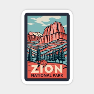 A Vintage Travel Art of the Zion National Park - Utah - US Magnet