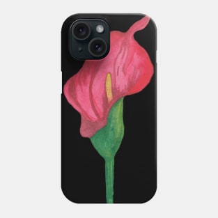 Beautiful Calla flower with a thin green stem Phone Case