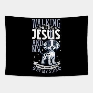 Jesus and dog - American Leopard Hound Tapestry