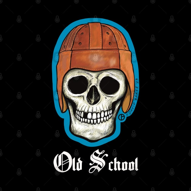 Old School Football Skull by Art from the Blue Room