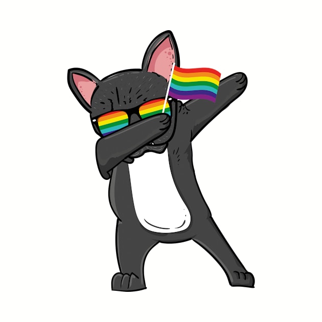 Cute Pug Dabbing Gay Pride Flag Love Wins by dconciente