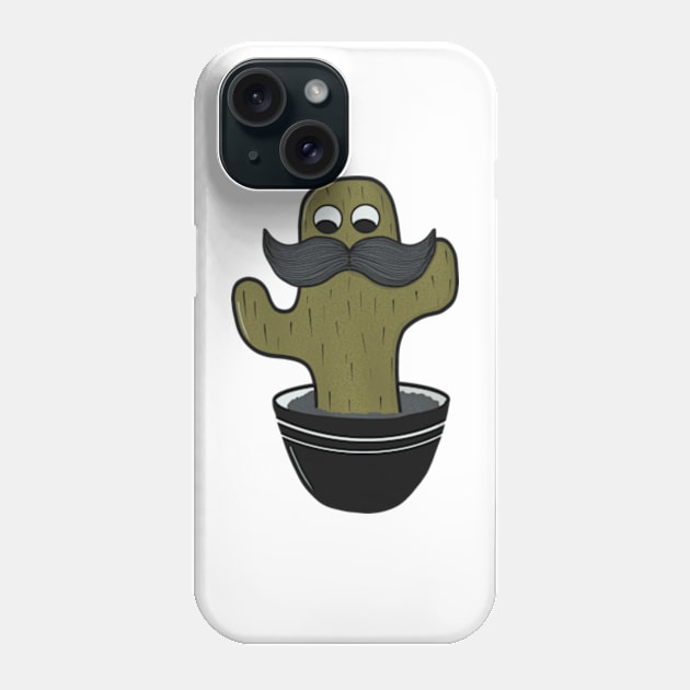 Cute Cactus with Mustache Phone Case by WalkSimplyArt