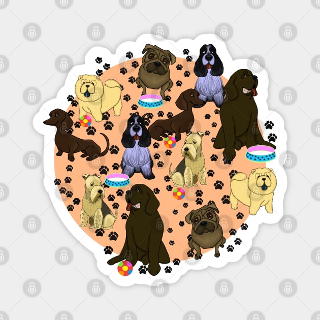 Dogs Pattern Magnet by Brushes with Nature