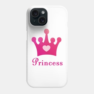 Princess with a Pink Crown and Heart in a Purple Background Phone Case