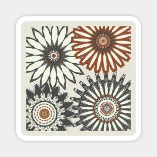 Grey Rust Floral Magnet