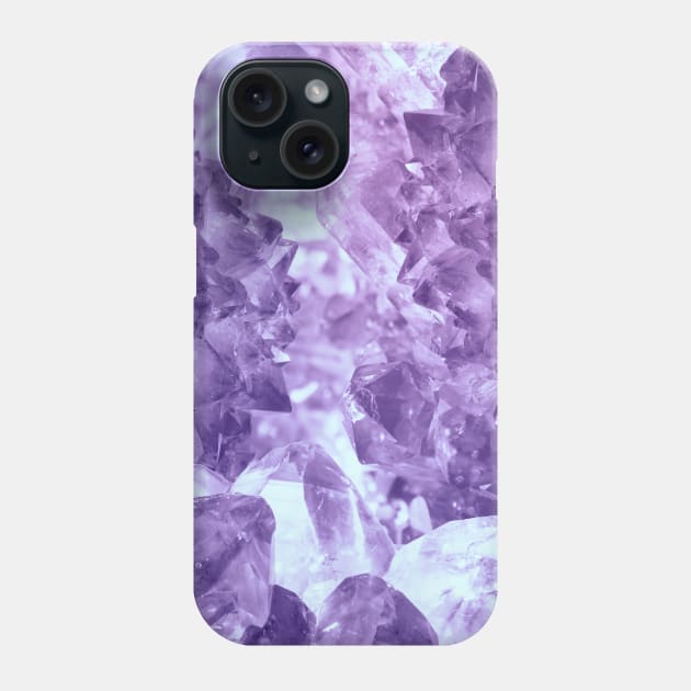 Bright purple colored quartz and amethyst crystal cluster Phone Case by misentangled