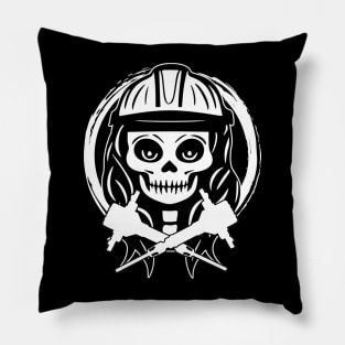 Fossicker Skull and Crossed Jackhammers White Logo Pillow