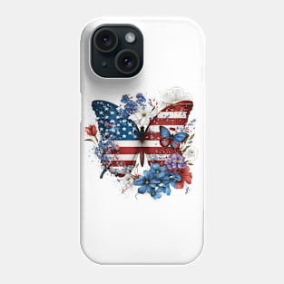 Patriotic Butterfly, 4th of July Design Phone Case