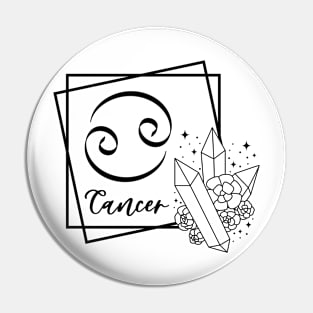 Cancer Zodiac Sign Floral Crystal Design Pin