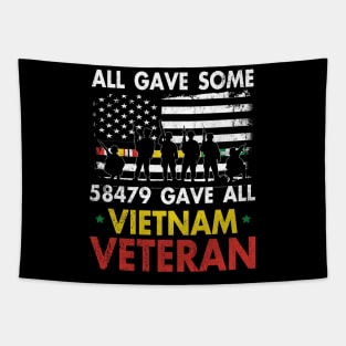 Vietnam Veteran All Gave Some 58,479 Gave All T-Shirt with Soldiers Statue and Service Ribbon Tapestry